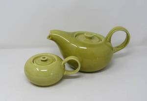3 pieces  Russel Wright   Steubenville Teapot, Sugar, Gravy Boat One asymmetrical pottery serving platter