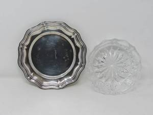 3  Vintage 1962 Silverplate  Divided Relish and silver edged round crystal bowl