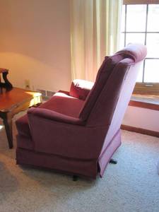Vintage 1950s Pink Plush Velvet Swivel Rocker