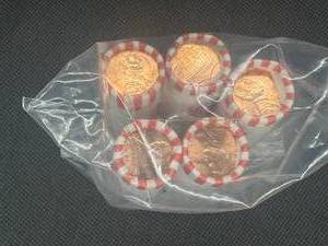 Five Unopened Mint rolls of BU 2017-P Shield Lincoln Cents (250 coins total) PCGS Price Guide for one MS 67 Red is $20.00