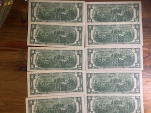 10 Sequential $2 Bills