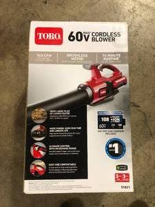 Toro 60V MAX 110 mph Brushless Leaf Blower with 2.0Ah Battery    Customer Returns See Pictures