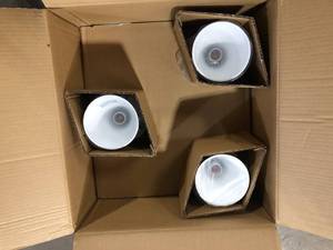 Conic 3-Light Honey Gold Chandelier with Black Metal Shade by George Kovacs  Customer Returns See Pictures