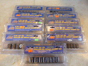 lot 165 image: 11 American Tool Exchange 38 Metric Shallow Air Impact Socket Set