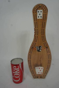 lot 3 image: Unique Vintage Bowling Pin CRIBBAGE Board Skunk Custom-Made...