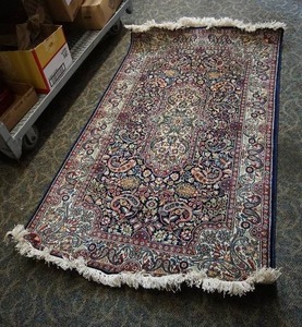 lot 8 image: Vintage 1980s Kazrouni Silk Carpet Rug Kashmir India...