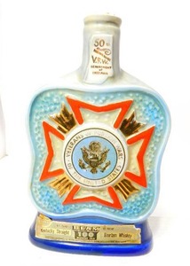 lot 44 image: Vintage Jim Beam 1971 Veterans of Foreign Wars VFW 50th Anniversary Department of Indiana Bottle Decanter...