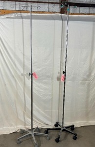 lot 7 image: Lot of 2 2-Hook 5-Leg Mobile I.V. Poles - In Great Condition