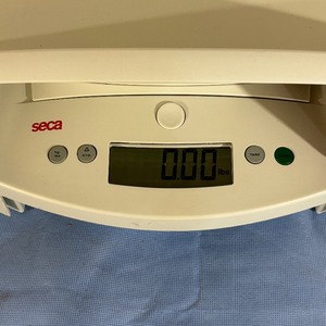 lot 48 image: MSRP $300 Seca 354 Pediatric Infant Baby Digital Weighing Scale -&nbspalso converts to a flat scale for children - 44lbs Weight Capacity - Good Working Condition