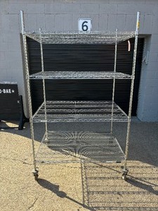 lot 19 image: InterMetro Adjustable 4-Tier Super Erecta Chrome-Plated Wire Cart Mobile Shelving Storage Rack Truck - NSF Approved -&nbspThis Racking Is Huge &amp In Great Condition&nbsp&nbsp(79.5 x 36 x 48)