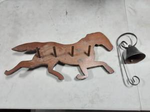 Dinner Bell & Wood Horse Peg Hook