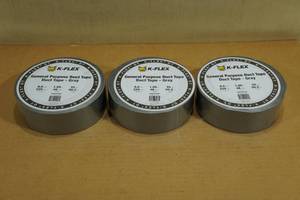 lot 229 image: 3 Rolls K-Flex General Purpose Duct Tape -Gray