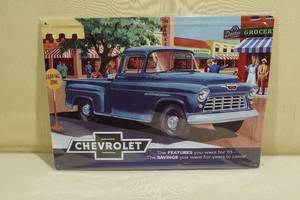 lot 239 image: Raised Metal Sign - Chevrolet