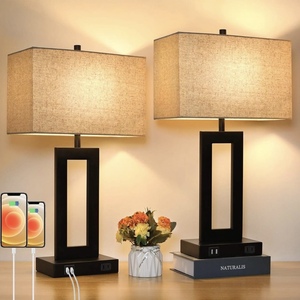 lot 125 image: Tobusa Set of 2 Touch Control Table Lamps with USB Ports -Black