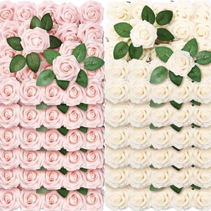 lot 151 image: Zeyune 200-Piece Faux Rose Dcor for Weddings -Light Pink, Champagne