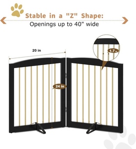 lot 164 image: Pupetpo 2-Panel 24 Freestanding Pet Gate -Black & Gold
