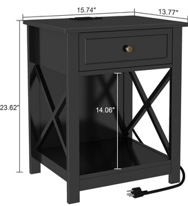 lot 168 image: Treocho Black End Table with Charging Station