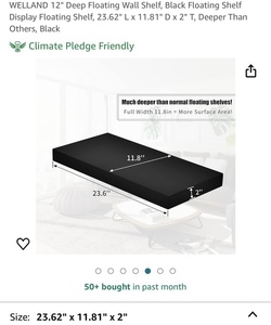 lot 173 image: Welland 12 Deep Floating Shelf -Black