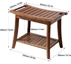 lot 178 image: Forevich Bamboo Shower Bench with Storage Shelf