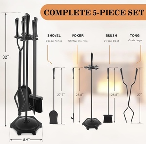 lot 198 image: Gtongoko 5-Piece Fireplace Tool Set
