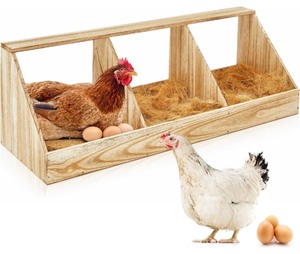 lot 193 image: Thyle 3-Compartment Wooden Chicken Nesting Box