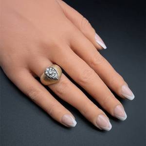 12 Carat Natural Diamond Pave Signet Ring in 14k Yellow Gold w Brushed Matte Finish $3,250 Retail