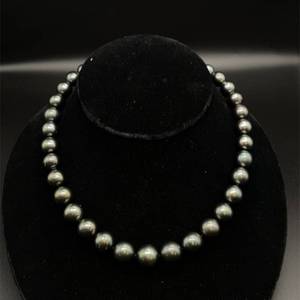 Upscale 11-13mm Tahitian Pearl Single Strand Necklace w 14k White Gold Plunger Clasp Appraisal Value $8850 (Appraisal Included)