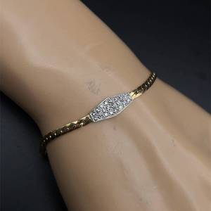 0.60 Carat Diamond Pave Beveled Flat Retro Chain Bracelet in 14k Yellow Gold $2,300 Retail