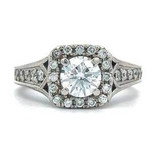 2.03 Carat VS1 ClarityE Color Diamond Square Geometric Pave Ring in 14k White Gold $9,300 Retail