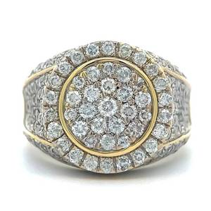 Mens 3.50ct Diamond XL Cluster Dimensional Signet Ring in Yellow Gold $7,280 Retail