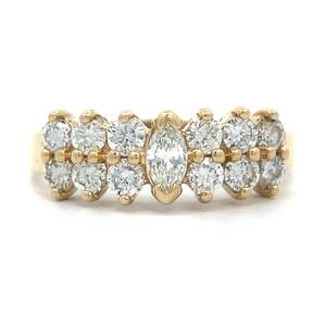 1.50ct Diamond Marquise Double Row Cluster Ring in 14k Yellow Gold $3,999 Retail