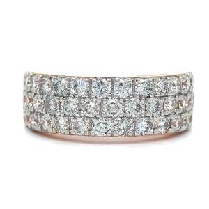 2.89 Carat Diamond Triple Row Ring in 14k Rose Gold Appraisal Value $11,890 (Appraisal Included)