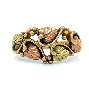 Distinctive Black Hills Gold Ring in Tri-Color Yellow, White & Rose Gold