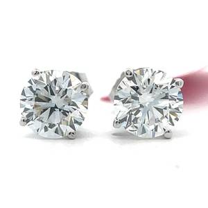 2.00 Carat VS Clarity Diamond Round Brilliant Classic Solitaire Stud Earrings in 14k White Gold $5,200 Retail