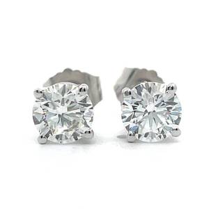 1.00 Carat Diamond Round Brilliant Cut Scintillating Solitaire Stud Earrings in 14k White Gold $2,999 Retail
