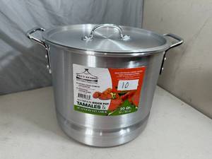 New 20 Quart Aluminum Stock Pot with Lid - Scratch and Dent