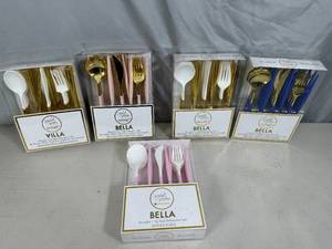 5 New Sets of Reusable Designer Plastic Silverware