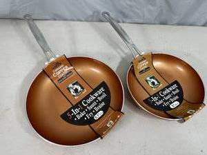 2 New Ceramic Copper Coated Non-Stick Aluminum Frying Pans