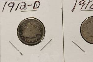 1912, 1912 - D Liberty Head V-Back Nickels