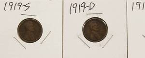 1919, 1919- D, 1919- S Wheat Back Pennies