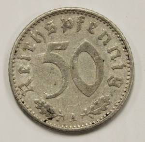 1940 Germany 50 Reichs Pfennig Rare Coin