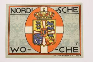 1921 German Emergency Money Lubeck 50 Pfennig Nordic Week Danish Dansk Crest Very Rare Find