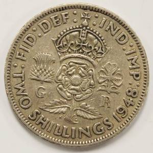 1948 England Two Shillings King Georgivs VI Rare Coin