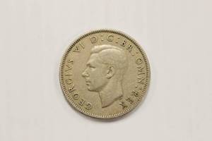 1950 England Two Shillings King Georgivs VI Rare Coin