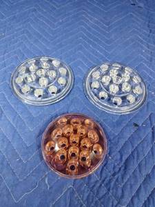 lot 33 image: 2 clear and 1 pink glass flower frogs