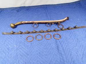 lot 60 image: Antique horse harness, horse bells, 4 bull rings