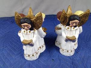 lot 64 image: Chalkware candle holders