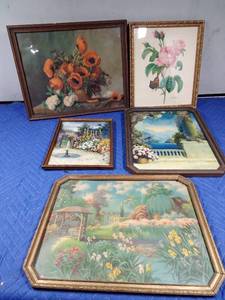 lot 112 image: Vintage framed prints with some artist signiture