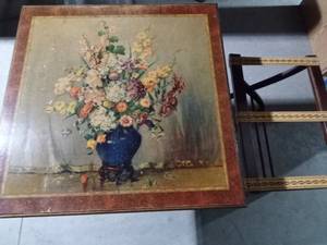 lot 113 image: Vintage folding table and suitcase stand