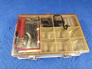 lot 151 image: Magnum tackle box with fishing gear